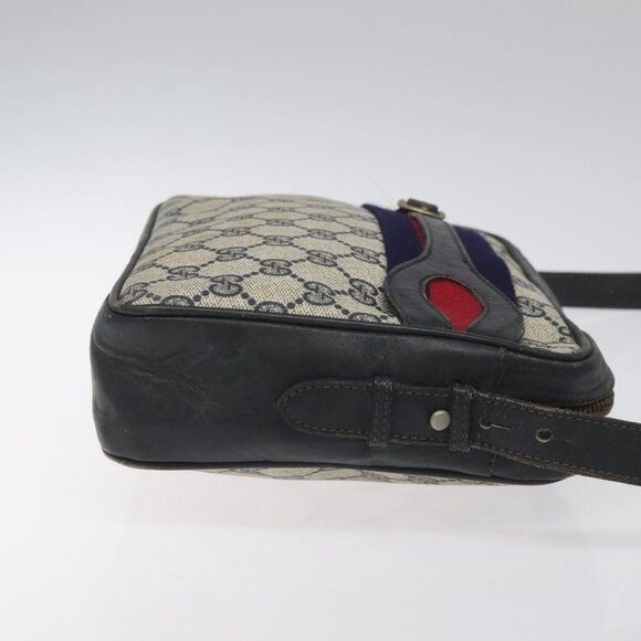 GUCCI GG Supreme Sherry Line Shoulder Bag PVC Navy Red - Picture 4 of 16